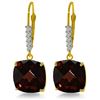 Genuine 9 ctw Garnet & Diamond Earrings Jewelry 14KT Yellow Gold - REF-59M3T