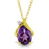 Image 1 : Genuine 1.53 ctw Amethyst & Diamond Necklace Jewelry 14KT Yellow Gold - REF-28Y3F