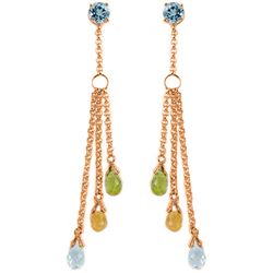 Genuine 5.75 ctw Blue Topaz Earrings Jewelry 14KT Rose Gold - REF-45X2M