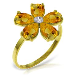 Genuine 2.22 ctw Citrine & Diamond Ring Jewelry 14KT Yellow Gold - REF-35Y9F