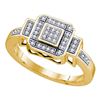 Image 1 : 0.12 CTW Diamond Square Cluster Ring 10KT Yellow Gold - REF-24M2H