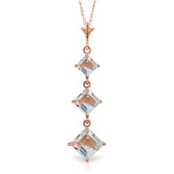 Genuine 2.4 ctw Aquamarine Necklace Jewelry 14KT Rose Gold - REF-36M3T