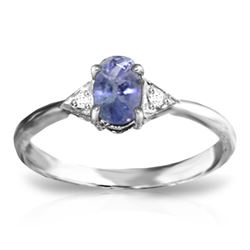 Genuine 0.41 ctw Tanzanite & Diamond Ring Jewelry 14KT White Gold - REF-25V4W