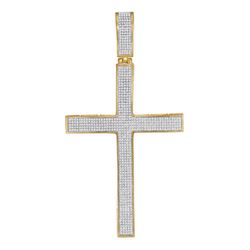 1.9 CTW Mens Diamond Roman Cross Charm Pendant 10KT Yellow Gold - REF-157M5H