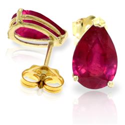 Genuine 3.5 ctw Ruby Earrings Jewelry 14KT Yellow Gold - REF-31M2T