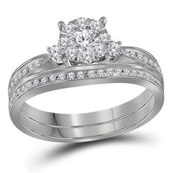 0.63 CTW Diamond Princess Bridal Engagement Ring 14KT White Gold - REF-82F4N