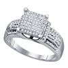 Image 1 : 0.40 CTW Diamond Square Cluster Bridal Engagement Ring 10KT White Gold - REF-41N3F