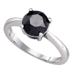 2.05 CTW Black Color Diamond Solitaire Bridal Ring 10KT White Gold - REF-40K4W