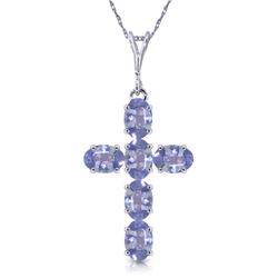 Genuine 1.50 ctw Tanzanite Necklace Jewelry 14KT White Gold - REF-44H7X