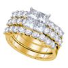 Image 1 : 3 CTW Princess Diamond Bridal Engagement Ring 14KT Yellow Gold - REF-337M4H