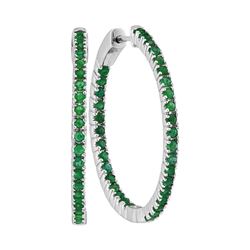 2 CTW Emerald Hoop Earrings 14KT White Gold - REF-97M4H