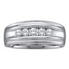 Image 1 : 0.50 CTW Mens Channel-set Diamond Single Row Wedding Ring 10KT White Gold - REF-49K5W