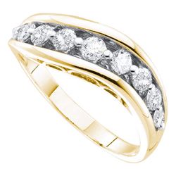 0.51 CTW Pave-set Diamond Arched Ring 14KT Yellow Gold - REF-64F4N