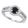 Image 1 : 1.06 CTW Black Color Diamond Solitaire Bridal Ring 10KT White Gold - REF-34H4M