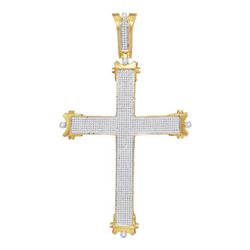 1.73 CTW Mens Diamond Roman Cross Charm Pendant 10KT Yellow Gold - REF-89N9F