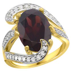 Natural 7.24 ctw garnet & Diamond Engagement Ring 14K Yellow Gold - REF-144H3W