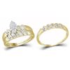 0.11 CTW Diamond Cluster Bridal Wedding Trio Mens Ring 10KT Yellow Gold - REF-28K4W