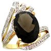 Natural 5.76 ctw smoky-topaz & Diamond Engagement Ring 14K Yellow Gold - REF-92V7F