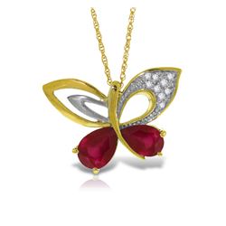 Genuine 4.38 ctw Ruby & Diamond Necklace Jewelry 14KT Yellow Gold - REF-132H2X