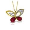 Image 1 : Genuine 4.38 ctw Ruby & Diamond Necklace Jewelry 14KT Yellow Gold - REF-132H2X
