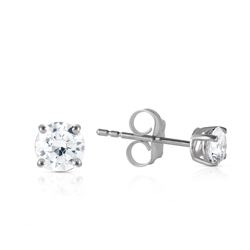 Genuine 0.40 ctw Diamond Anniversary Earrings Jewelry 14KT White Gold - REF-102H9X