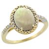 Image 1 : Natural 1.43 ctw Opal & Diamond Engagement Ring 10K Yellow Gold - REF-24M8H