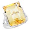 Natural 12.13 ctw Citrine & Diamond Engagement Ring 10K White Gold - REF-55H8W