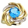 Natural 2.25 ctw swiss-blue-topaz & Diamond Engagement Ring 14K Yellow Gold - REF-57H8W