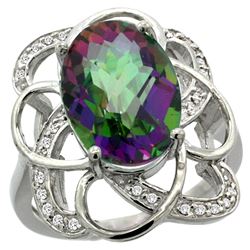 Natural 5.59 ctw mystic-topaz & Diamond Engagement Ring 14K White Gold - REF-59F6N