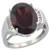 Natural 11.02 ctw Garnet & Diamond Engagement Ring 14K White Gold - REF-80W2K