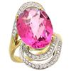 Natural 11.46 ctw Pink-topaz & Diamond Engagement Ring 14K Yellow Gold - REF-86G6M
