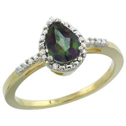 Natural 1.53 ctw mystic-topaz & Diamond Engagement Ring 10K Yellow Gold - REF-18H9W