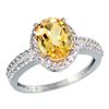 Natural 1.91 ctw Citrine & Diamond Engagement Ring 14K White Gold - REF-41Z3Y
