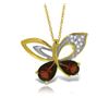 Genuine 3.68 ctw Garnet & Diamond Necklace Jewelry 14KT Yellow Gold - REF-113P9H