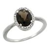 Natural 1.22 ctw Smoky-topaz & Diamond Engagement Ring 10K White Gold - REF-20R3Z