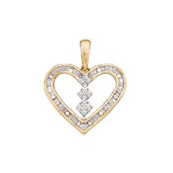 0.15 CTW Diamond Heart Pendant 10KT Yellow Gold - REF-14K9W