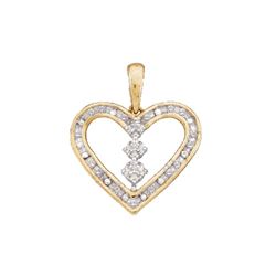 0.15 CTW Diamond Heart Pendant 10KT Yellow Gold - REF-14K9W