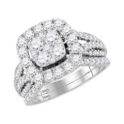 2 CTW Diamond Bridal Wedding Engagement Ring 14KT White Gold - REF-194M9H