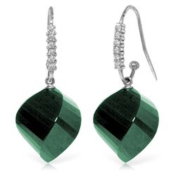 Genuine 30.68 ctw Green Sapphire Corundum & Diamond Earrings Jewelry 14KT White Gold - REF-67T3A