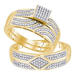 0.33 CTW His & Hers Diamond Matching Bridal Ring 10KT Yellow Gold - REF-64N4F