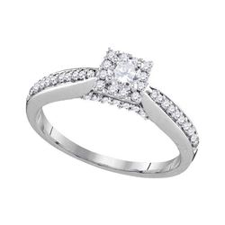 0.50 CTW Diamond Solitaire Square Halo Bridal Ring 10KT White Gold - REF-53N9F