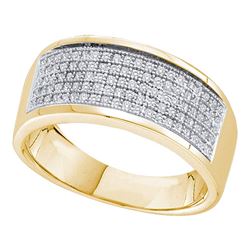 0.30 CTW Mens Diamond Micropave Wedding Anniversary Ring 10KT Yellow Gold - REF-33H7M