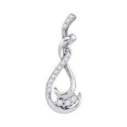 0.20 CTW Diamond Cradled 3-Stone Infinity Pendant 10KT White Gold - REF-20H9M