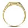 Image 2 : 0.13 CTW Mens Diamond Diagonal Single Row Wedding Ring 10KT Yellow Gold - REF-24M2H