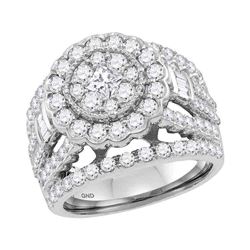 2.99 CTW Princess Diamond Flower Cluster Bridal Ring 14KT White Gold - REF-269W9K