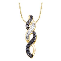 0.33 CTW Black Color Diamond Infinity Weave Pendant 14KT Yellow Gold - REF-18X2Y