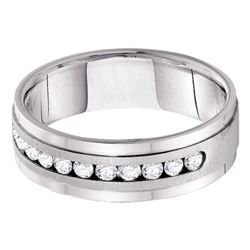 0.50 CTW Mens Diamond Wedding Ring 14KT White Gold - REF-89M9H