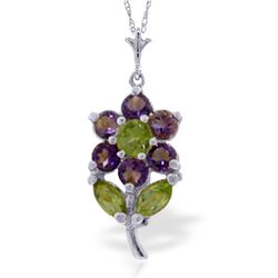 Genuine 1.06 ctw Amethyst & Peridot Necklace Jewelry 14KT White Gold - REF-25X3M