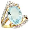 Natural 5.78 ctw aquamarine & Diamond Engagement Ring 14K Yellow Gold - REF-122M4H