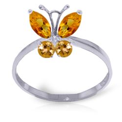 Genuine 0.60 ctw Citrine Ring Jewelry 14KT White Gold - REF-28N9R